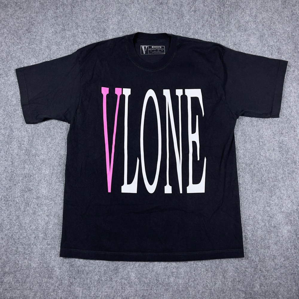 Vlone T-Shirt Mens XL Black Pink Logo Limited Edition Graphic Tee